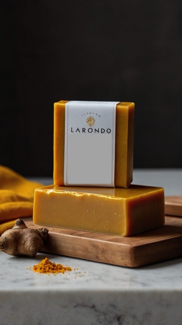 Default_One_turmeric_soap_bar_on_a_table_with_LARONDO_on_soap_2 Golden Glow Bar
